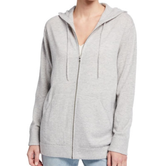 cashmere zip front hoodie women's
